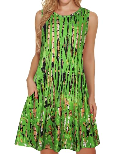 Image of elescat Women's Summer Dresses 2026 Beach Casual Sleeveless Floral Print Tank Loose Sundress with Pocket