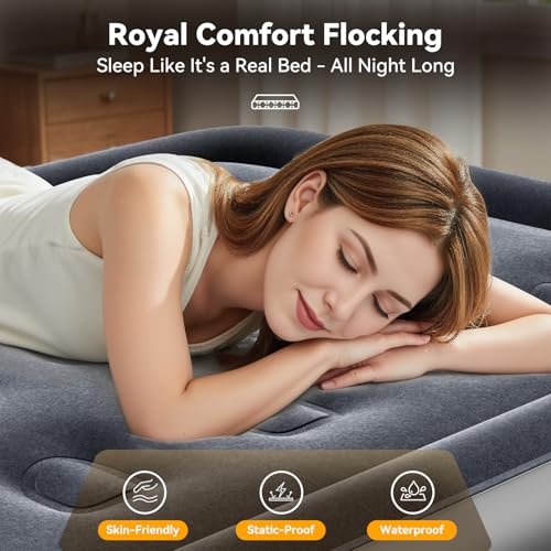 Image of VOSSER Twin Air Mattress with Built in Pump,18 inch Raised Blow Up Mattress,Inflatable Mattress in 2 Mins,Single Twin Size Air Mattress for Camping,Floor&Travel, Air Bed for Adults,330LB Max