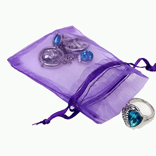 Image of Bezall 50Pcs Purple Organza Bags 8X12 inch, Large Mesh Bags Drawstring Sheer Halloween Goodie Gift Bag for Christmas Wedding Party Favor Pouches
