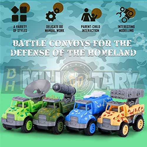Image of Zest 4 Toyz Military Toy Car Set for Kids (Pack of 4) Army Vehicle Toys with Camouflage Design Rotating Parts Mini Push & Go Cars Toy Army Truck Toy Set for Boys Girls Birthday Gift Return Gift