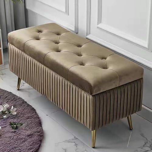 Modern Upholstered Storage Ottoman Bench, Button-Tufted Entryway Seat, Stylish Bed-End Storage Solution, Compact Ottoman for Living Room & Bedroom, Versatile Furniture for Home nization