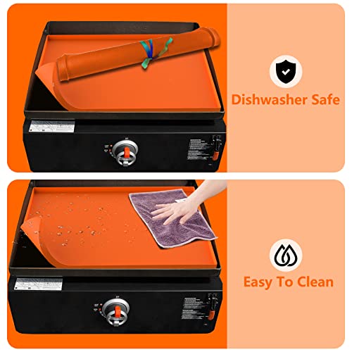 Bangie Griddle Cover | Heavy Duty Silicone Grill Mat For Blackstone 17" Griddle With Protection | High-Wall Design (Orange) #TOP3