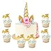 HIFOT Einhorn Torten Deko Kuchen Topper, 24pcs Einhorn Cupcake Topper Dekorationen für Kinder Geburtstag Party Kuchen Dekoration