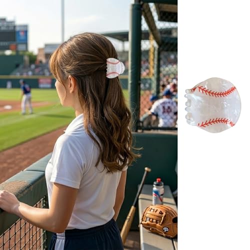 1Pcs Funny Baseball Hair Clips Cute Sports Hair Claw Clips Baseball Game Day Hair Accessories Strong...