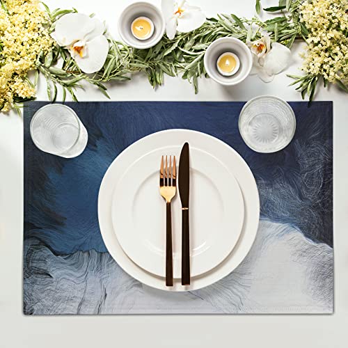 Absop Black Blue Grey White Placemats Set Of 4 Modern Art Abstract Coffee Plate Mat Washable Heat Resistant Linen Place Mats Royal Gray Dinner Placemat Indoor For Dining Table Kitchen Accessories Decor thumb #2