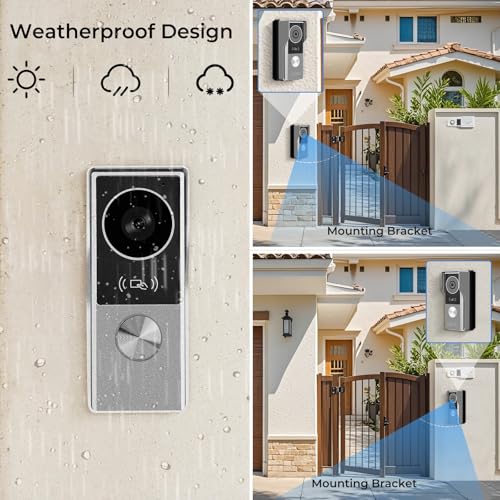Image of 2-Wired Video Intercom System with Dual 7'' Touch Screen, 1080P HD Camera & 130 Wide Angle, Two-Way Calling Between Screens, Tuya APP Remote Control, Waterproof, for Villa Apartment