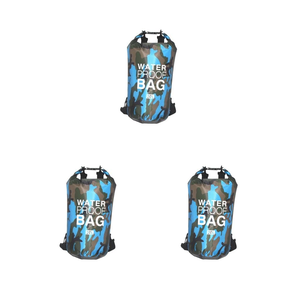 Wasserdichte Tasche mit Schultergurt, Rafting-Tasche zum Schwimmen, Strand, Angeln, 15 l, Camouflage, 3er-Set (Tarnfarbe, 20 l), (20L) UK