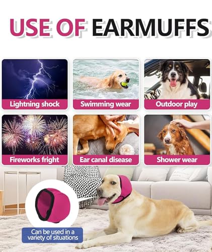 Image of Dog Ear Muffs, Ear Protector for Dogs, Noise Cancelling Ear Muffs for Dogs, Dog Ear Protector, M Size, Rose Red Color, Comfortable Dog Sound Protection