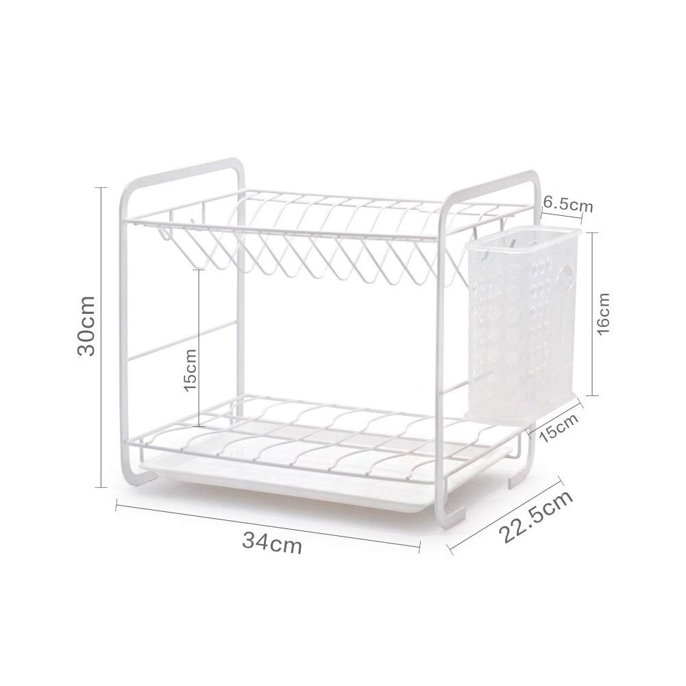 Support À Vaisselle pour 11 Assiettes, 14 Bols Et Porte-Baguettes Amovible, Support De Séchage pour Bol Et Tasse avec Égouttoir, Blanc
