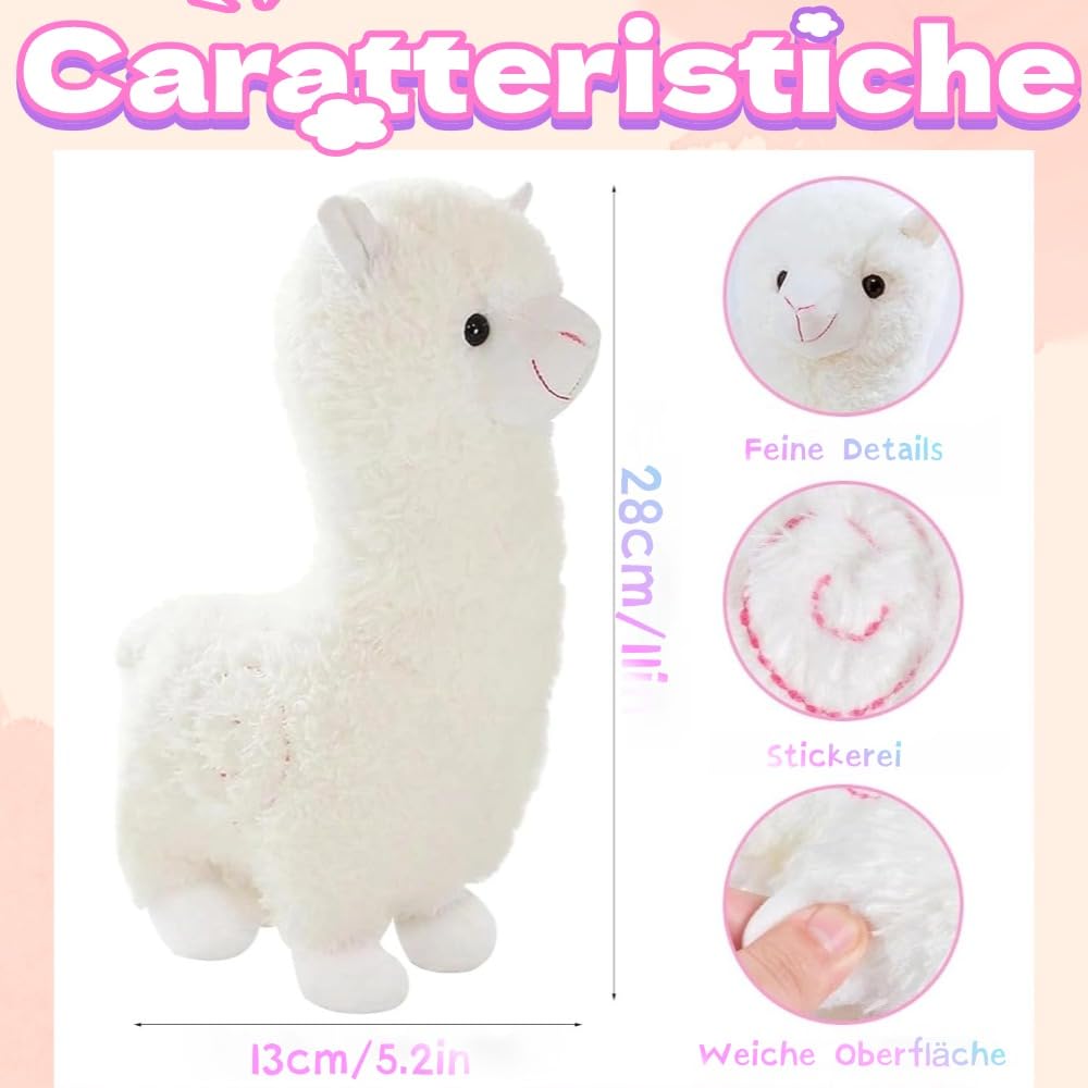 CUEMOON Stand Alpaca Plush, White Alpaca Cuddly, Llama Plush Gift for Kids Girls Lovers, White Us, 25 cm - Image 2