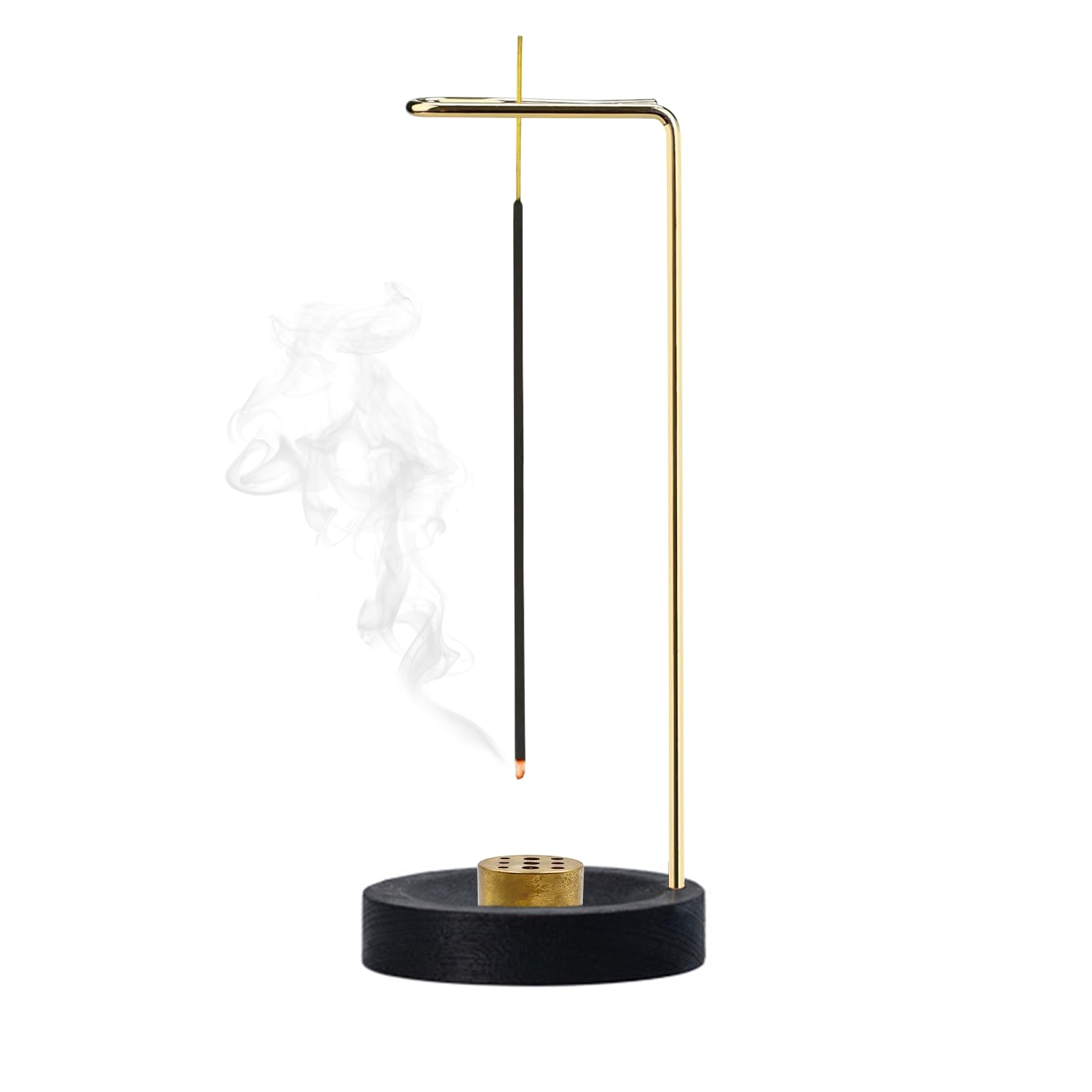 kyaoayo Wierookstokjeshouder, handgemaakte wierookstokjes brander, hout omgedraaide wierookbrander met afneembare glazen fles asvanger, houder voor yoga, spa, zen, meditatie, decoratie