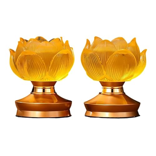 Fiyyuga 蓮の花のランタンセット、輸出向け、ガラスのつぼみの形、法事、お盆、法要、記念日、春分の日に適しており、仏壇の室内照明としても使用できます。 (2個,B)