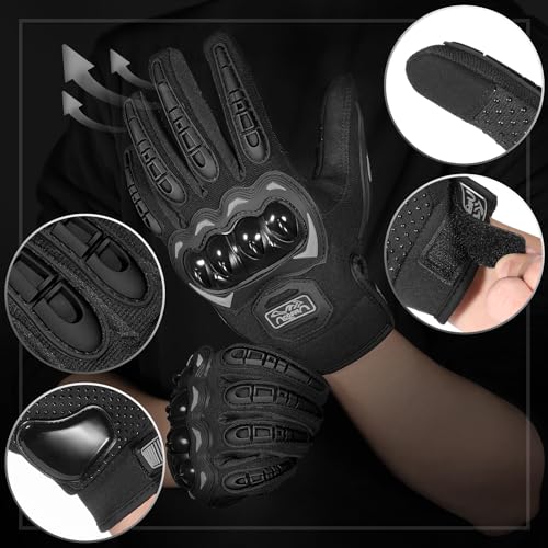 Image of COFIT Motorcycle Gloves for Men and Women, Full Finger Touchscreen Motorbike Gloves for BMX ATV MTB Riding, Road Racing, Cycling, Climbing, Motocross - Black XL