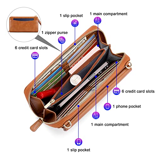 Image of nuoku Women's Small Crossbody Bags Wristlet Clutch Wallet Purses with Card Slot Phone Holder