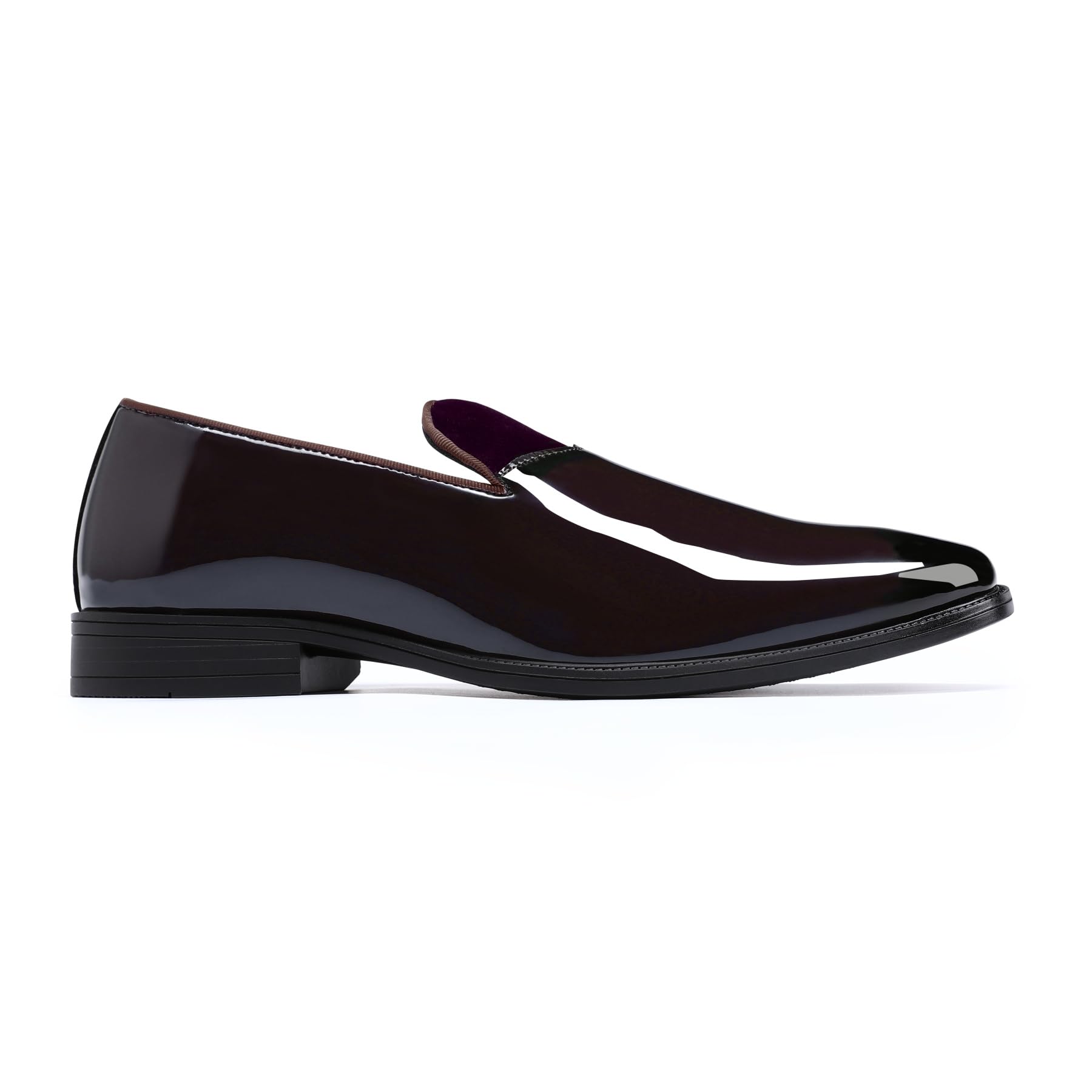 YFFUSHI Loafers Hombre de Piel Charol Brillante Mocasines Bajos Comfort Zapatos de Ceremonia sin Cordones para Boda Oficina y Conducción