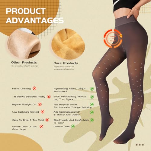 Fleece Lined Tights Sheer Women - High Waist Fake Translucent Women Sheer Warm Pantyhose Patterned Fleece Tights3