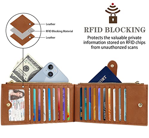 Womens RFID Blocking Large Capacity Wallet Multi Card Organizer Bifold Wallet for Women with Zipper Pocket2