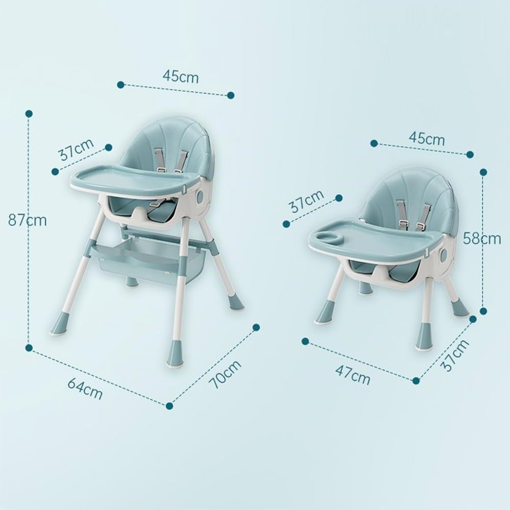 Seggiolone Pappa Portatile | Sedia Regolabile per Neonati e Bambini 0-36 Mesi | Seggiolone Pieghevole e Convertibile con Piatto da Cena Smontabile,6 in 1 - verde