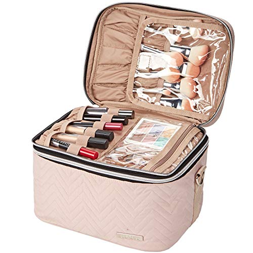 BELALIFE-Double-Layer-Makeup-Bag-for-Travel-Portable-Cosmetic-Organizer-for-Brushes-Sets-Large-Toiletry-Holder-with-Straps-Pink