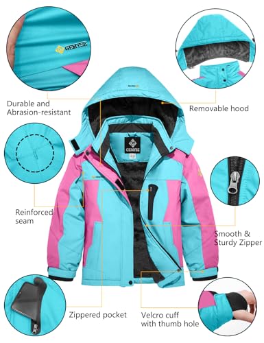 Image of GEMYSE Girl's Waterproof Ski Snow Jacket Hooded Fleece Lined Windproof Winter Jacket