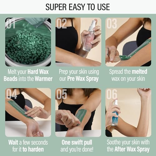 Image of Tress Wellness Award Winning Waxing Kit for Sensitive Skin - Safe for Face & Skin, Easy to Use - At-Home Kit for Face, Bikini, Brazilian & Full Body - Digital Display, Green Mountain