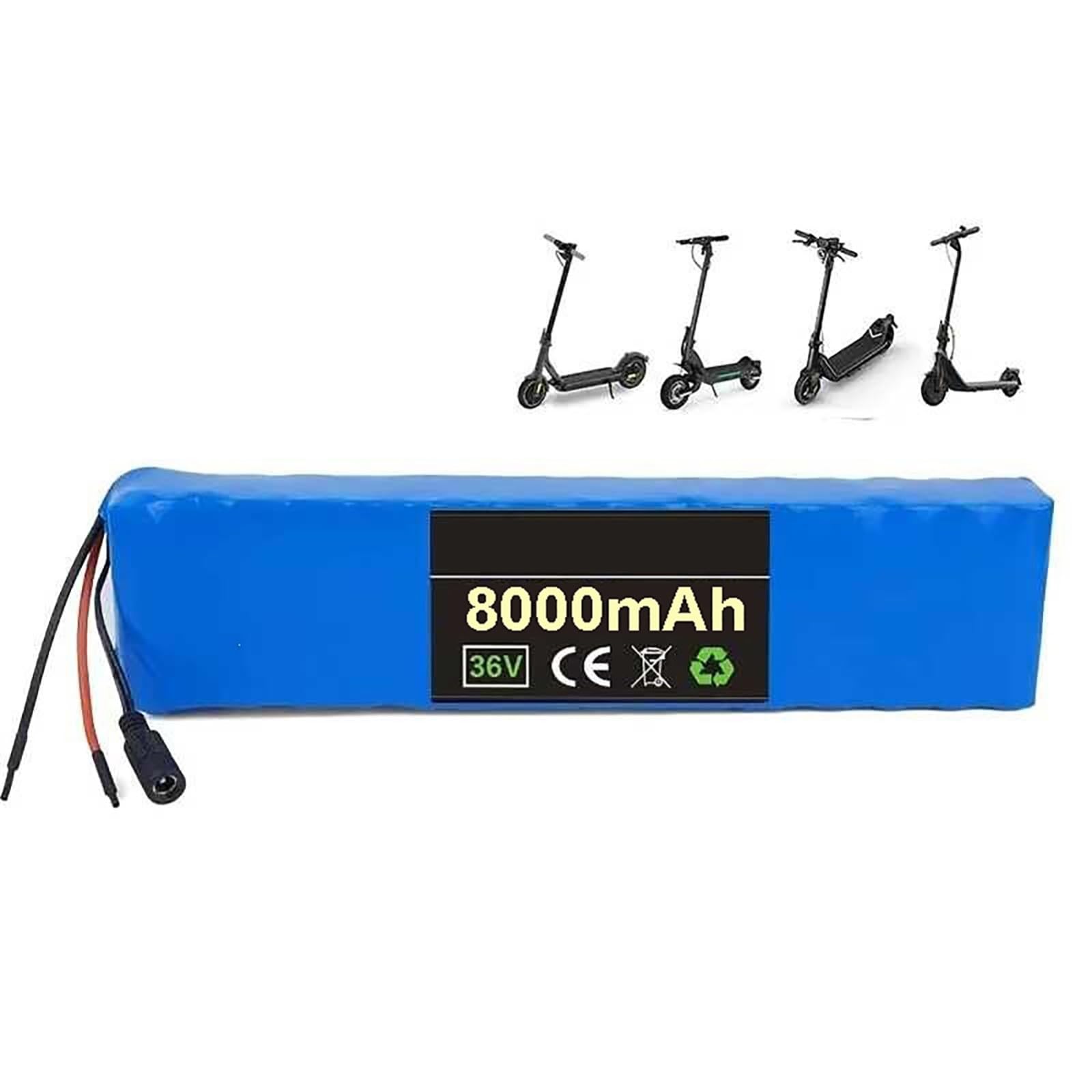 Batería de 36 V para patinete eléctrico, 8 Ah, resistente al agua, de iones de litio, recargable para bicicletas eléctricas y motores de 0 W a 350 W. 36V 8Ah,XT60+DC