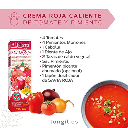 Tongil - Aktidrenal Savia Rote 250 ml - Konzentrat für Pflanzen, rote Früchte, Gemüse, Quinoa, Vitamine und Mineralien - mehr als 35 Nährstoffe zur Tönung, Verjüngung und Bekämpfung von Oxidation