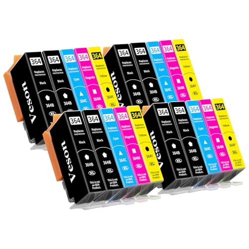 20x 364XL Cartuchos de Impresora compatibles con los Cartuchos HP 364XL para Photosmart 5520, 5510, 6510, 6520, 7510, 7520, Deskjet 3520, 3070A, 3522, Officejet 4610, 4620, 4622