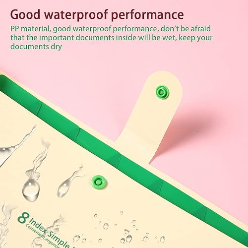 Miniatura 5 de Carpeta estética de acordeón tamaño carta con 8 bolsillos, cierre a presión, lengüeta, carpeta para documentos importantes, sobres de archivo