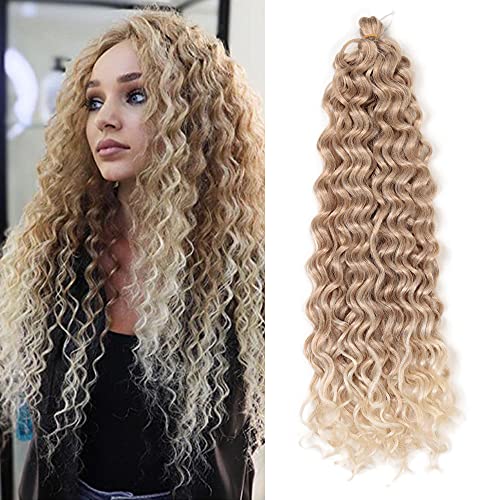 5 Packs Ocean Wave Crochet Hair 24 Inch Hawaii Curl Braiding Hair ,Goddess Locs Crochet Hair ,Boho Style Hair Extensions (24 Inch(Pack of 5）, T27/613)