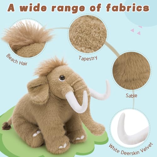 Image of BENINY Woolly Mammoth Plush Toy, Cute Soft Elephant Stuffed Animal for Boys Girls Kids, 16 inch Cuddly Christmas Birthday Gift for Ancient Animal Lover