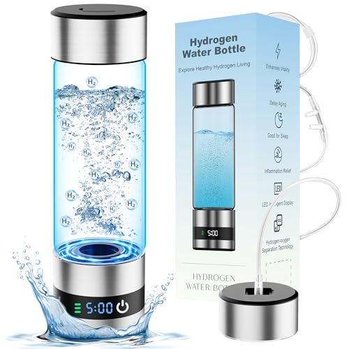 snawowo Botella de agua de hidrógeno con pantalla LED, acero inoxidable, capacidad de 460 ml, temporizador digital, tecnología de electrólisis SPE/PEM, mejora del bienestar para fitness e hidratación