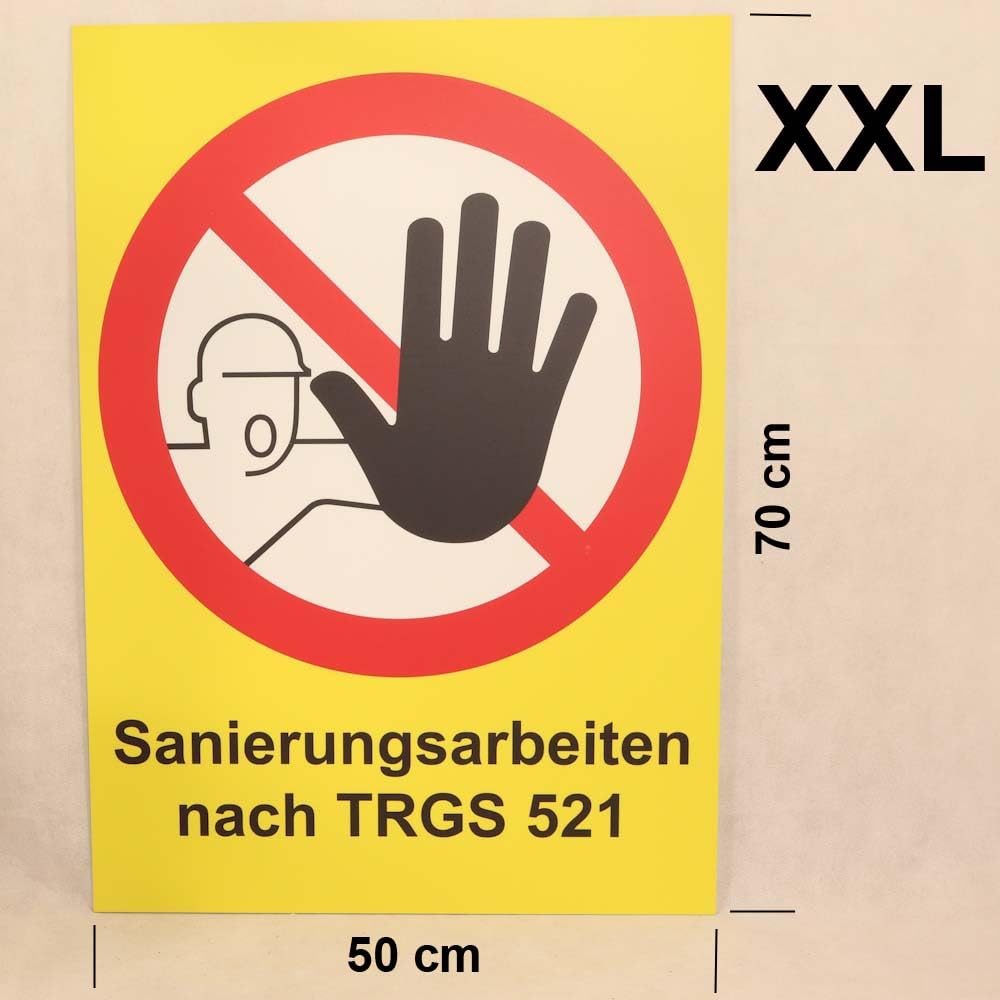 Señal de advertencia KMF 70 x 50 cm "Sanierungsarbeiten nach TRGS 521" Premium en Aluverbundplatte 3mm
