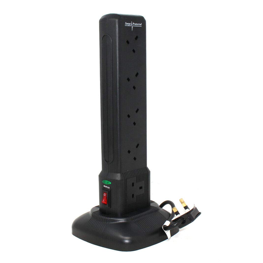 Pelb1875 10 Way Surge Protected Switched Tower Extension Lead With Usb, Black 5051259153936