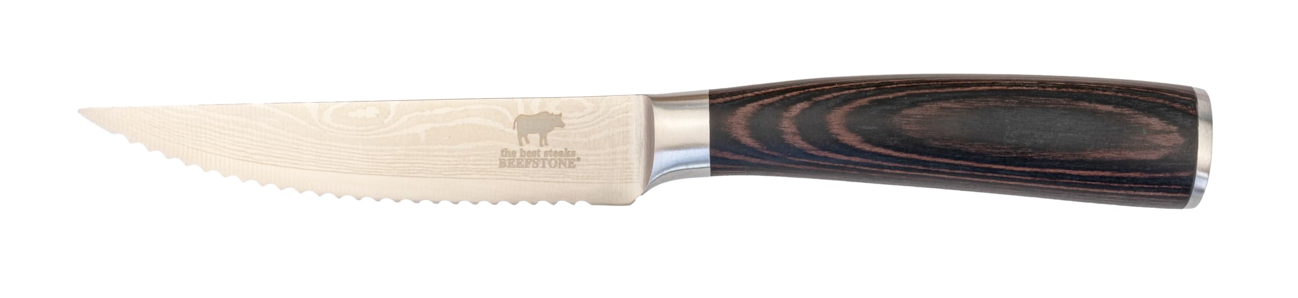 Set de 6 couteaux à steak, couteaux de chef professionnels, manche ergonomique en bois, lame dentelée, idée cadeau avec boîte en bois pour rangement
