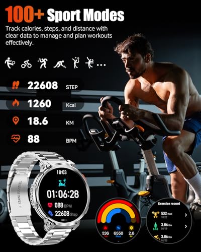 Image of Military Smart Watch for Men, 1.85 inch Big Screen, Flashlight, 930mAh Battery