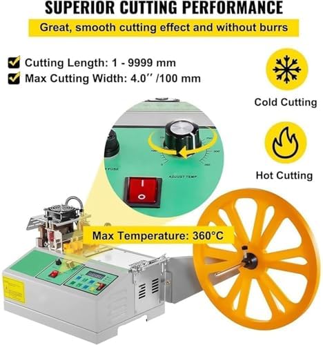 Automatic 110V Tape Cutting Machine for Webbing & Textile - 3.9" Ribbon Cutter for Knitwear & Leather - Efficient Single Heating Unit Device