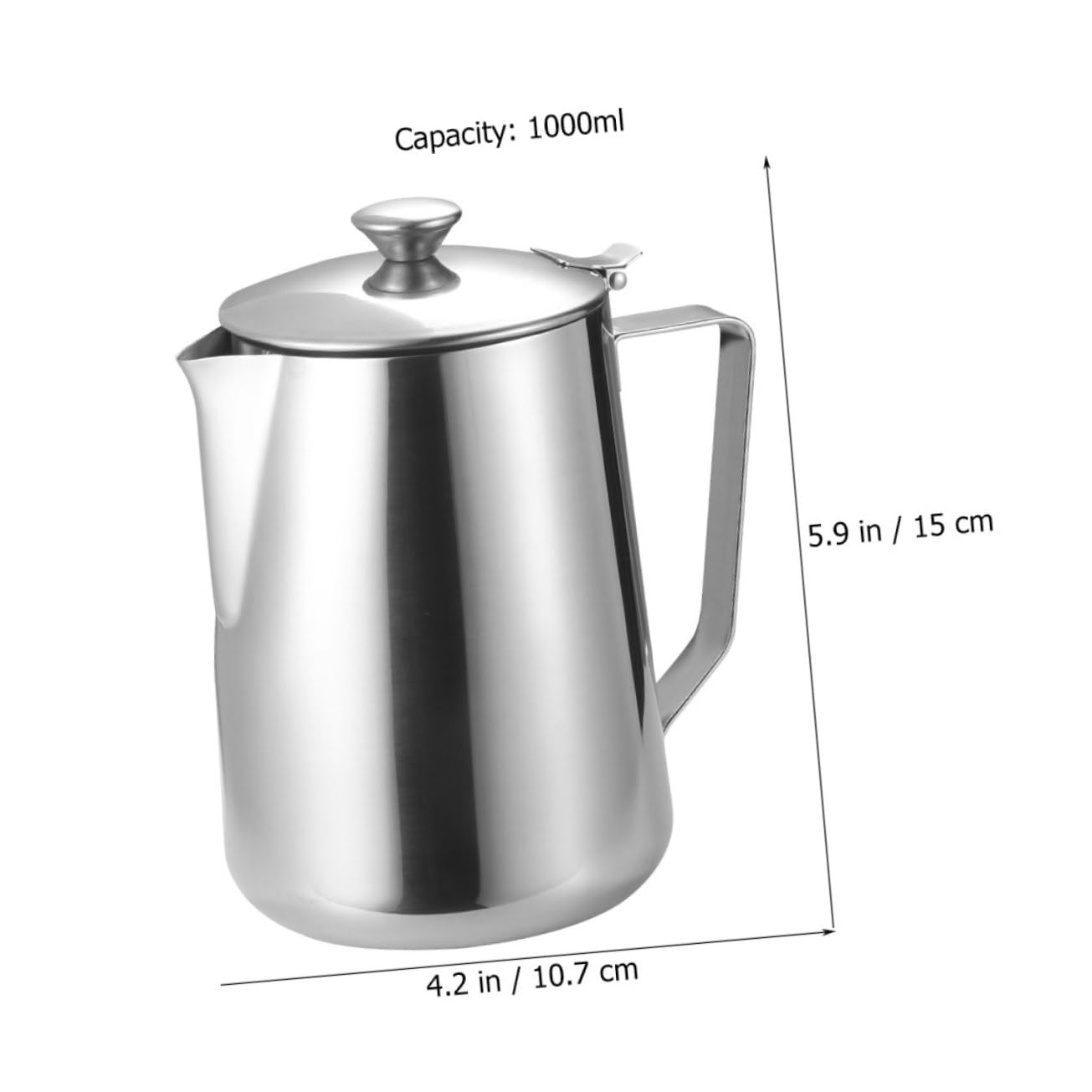 Latte in Acciaio per Montalatte Manuale Caraffa per Latte con Beccuccio Ergonomico per Cappuccino ed Espresso