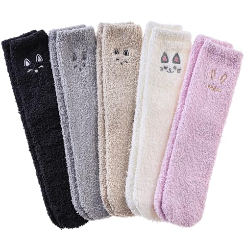Image of ZaYang Womens Fuzzy Slipper Socks Cute Animal Soft Warm Winter Microfiber Sleeping Socks