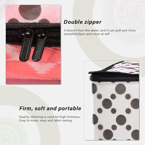 Image of Non-Woven Saree Covers with Zipper & Transparent Window | Clothes Storage Bags for Wardrobe Organization | White Dustproof Garment Storage box with Black Dot for Sarees and Clothes (Pack of 30)