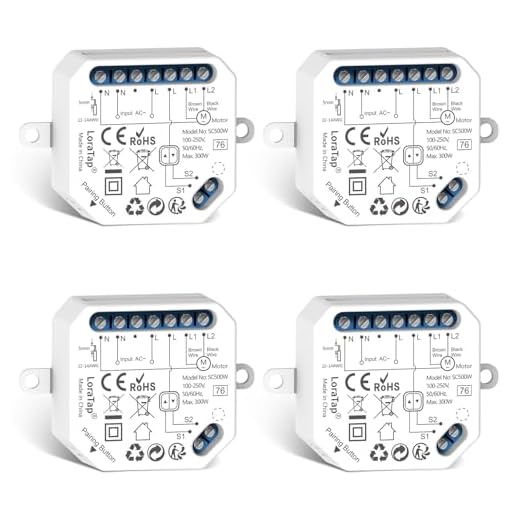 LoraTap Interruttore Tapparelle WiFi, 4pz Modulo Comando per Tapparelle Elettriche, Controllo Vocale con Alexa e Google Home, Controllo App Smart Life, Timer Switch per Persiane e Tende, 300W