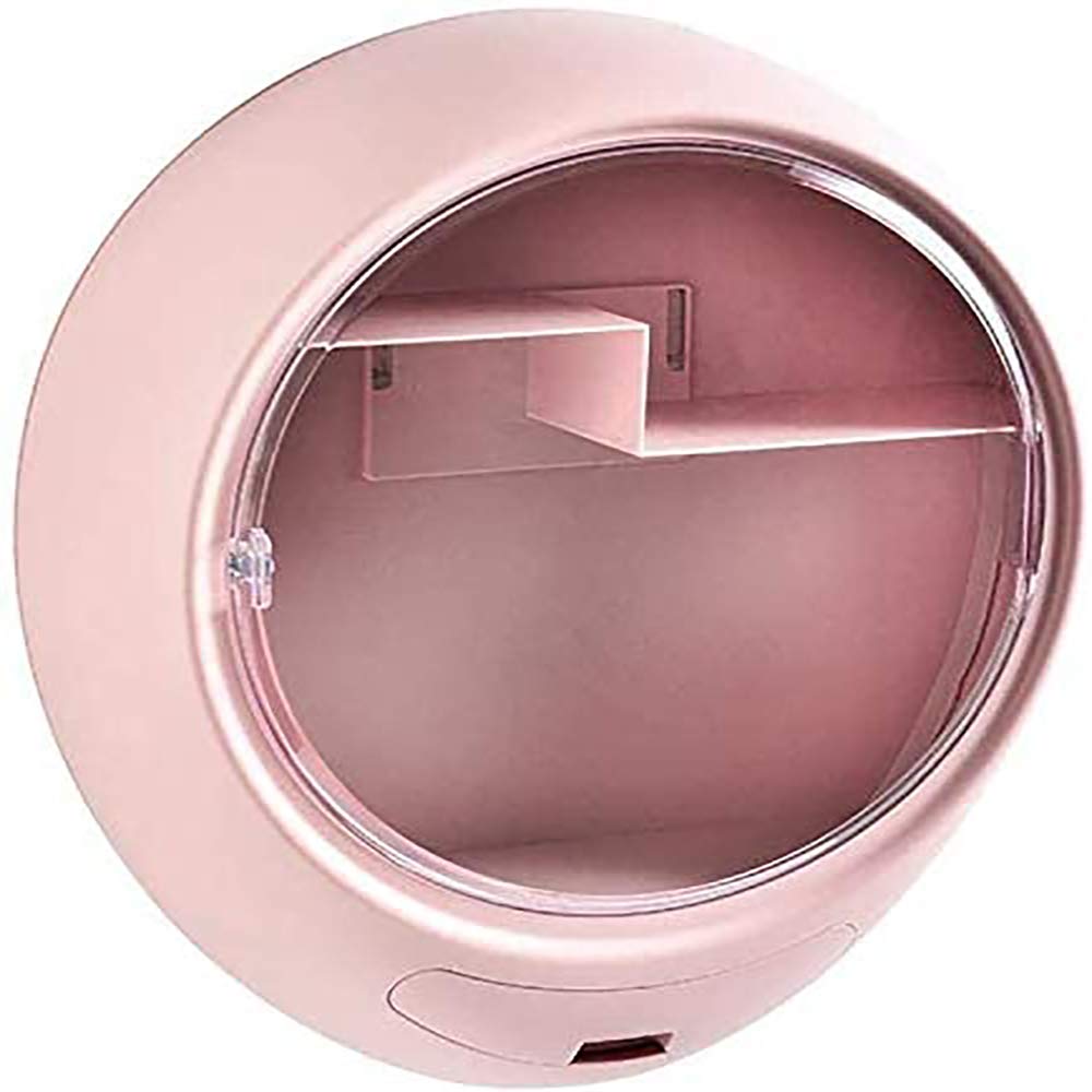 SONIYANon-porous Wall-mounted Cosmetic Storage Box Waterproof Dustproof Multi-layer Transparent Large-capacity Finishing Box (Pink)