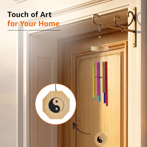 Image of Amazon Basics Wind Chimes for Balcony Decoration, Home Decor & Positive Vibes | Soothing Musical Sound | Metal Hanging for Indoor /Outdoor | Multicolor | Material: Aluminum | Size: 65L x 9W x 9H cms