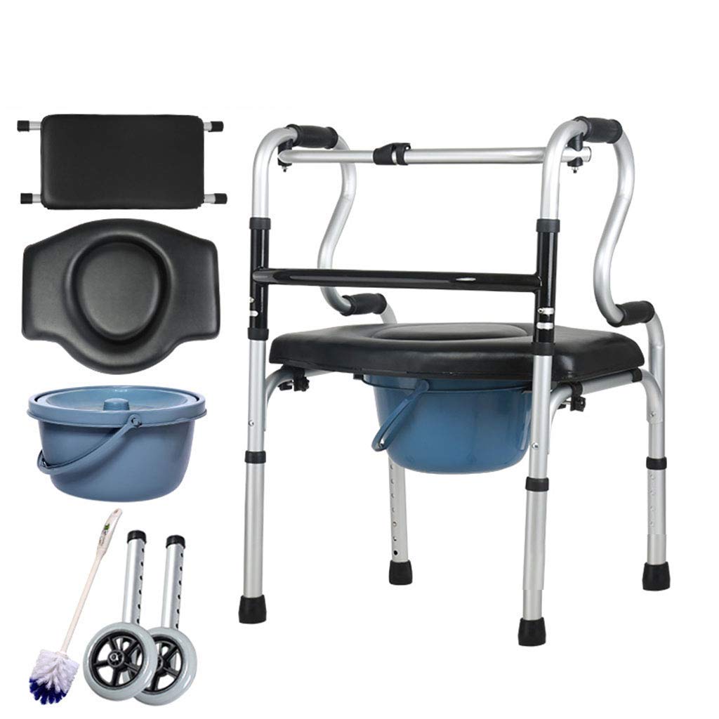 Cesta para Caminante para Personas Mayores, rehabilitación de pie, Cesta Plegable para Caminante para Personas Mayores, Inodoro para Personas Mayores con Ruedas de 5 Pulgadas y asi