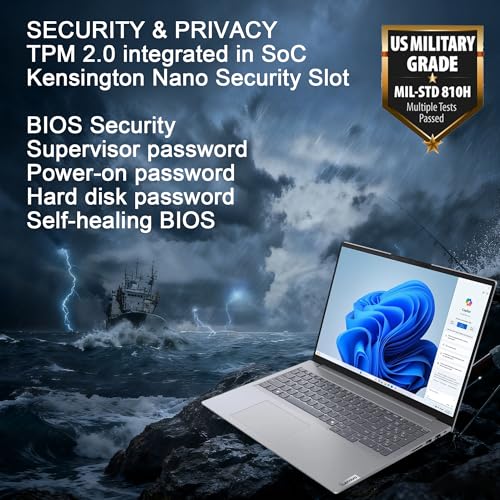 Image of Lenovo ThinkBook 16 Gen 7 Business Laptop (16 inch FHD+ Anti-Glare, AMD Ryzen 5 7533HS (> Intel i7-1255U), 16GB DDR5, 512GB SSD) Fingerprint Reader, Webcam, Ethernet, Wi-Fi, IST HUB, Win 11 Pro w /Copilot