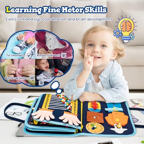 Lercaii Toddler Busy Board Book Montessori Toys,Sensory Book Educational Activities for Learning Fine Motor Skills, Quiet Travel Essentials for Airplane & Car, Birthday Gift for Boys Girls Toddlers - Image 4