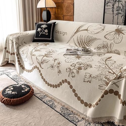 Funda de sofá de chenilla elegante con borlas protector premium para muebles y dos plazas 2