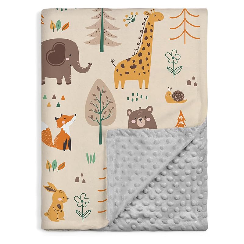 Aisawate Baby Blanket Newborn Gifts, Soft Plush Blankets with Dotted Backing, Fleece Fabric Essentials for Unisex, Toddlers, Boys Girls 75x100cm Forest Animal