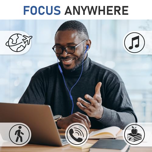 Image of LUDOS FEROX Wired Earbuds in-Ear Headphones, 5 Year Warranty, Earphones with Microphone, Noise Isolation Corded for 3.5mm Jack Ear Buds for iPhone, Samsung, Laptop, Kids, School Students - Blue