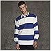 Front Row Sewn Stripe Long Sleeve Sports Rugby Polo Shirt (M) (Duck Egg/Navy)